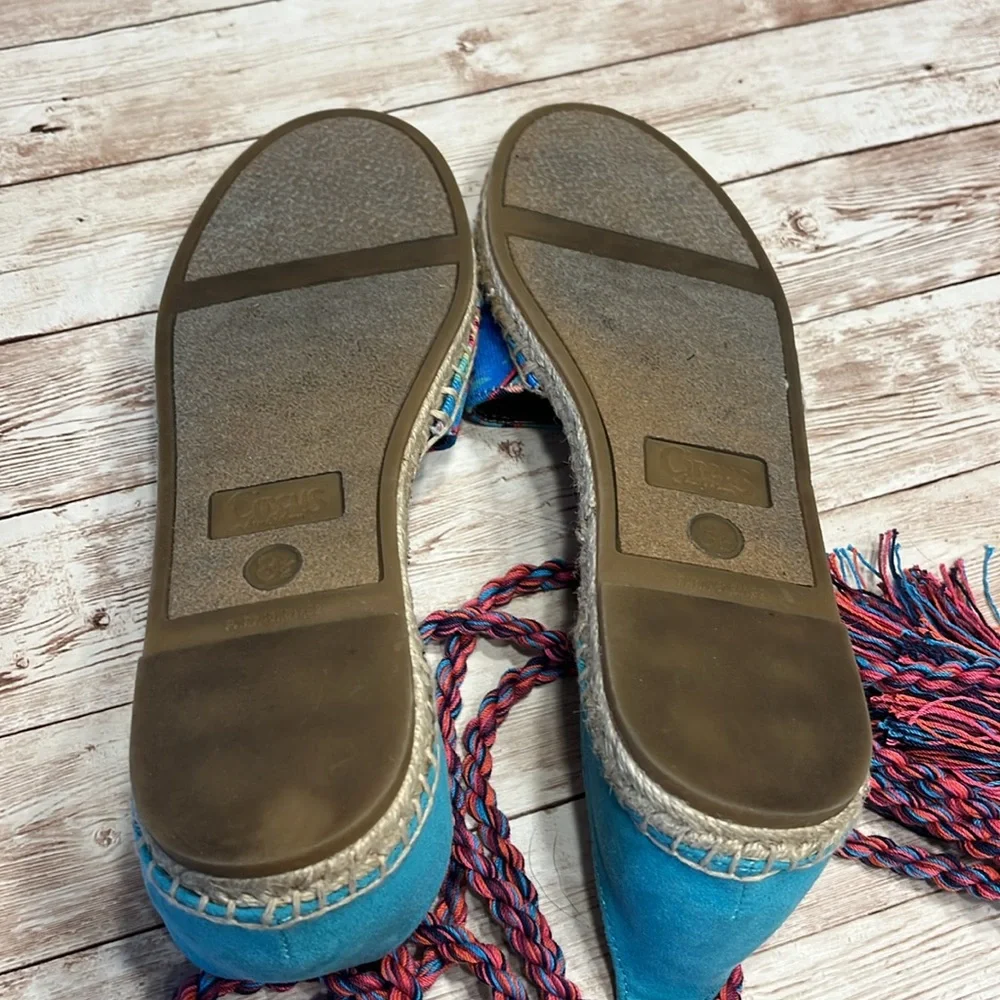 Circus by Sam Edelman Lenora Size 8.5 Espadrille Sandal Tie Up Blue Turquoise